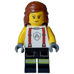 Fire - Female, White Shirt with Suspenders, Legs with Reflective Stripes, Reddish Brown Hair with Braid – ГРАДСКИ