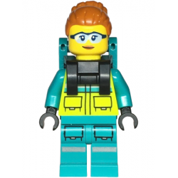 Paramedic - Female, Dark Turquoise and Neon Yellow Safety Vest, Legs with Silver Reflective Stripes, Dark Orange High Bun, Backpack – ГРАДСКИ