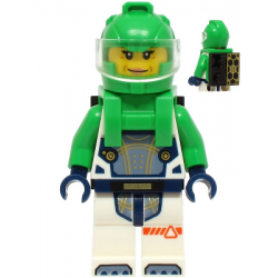 Astronaut - Female, White Spacesuit with Bright Green Arms, Bright Green Helmet, Trans-Clear Visor, Bright Green Harness with Solar Panel and Black Clip – ГРАДСКИ
