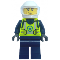 Police - City Officer Male, Neon Yellow Safety Vest, White Helmet, Trans-Clear Visor – ГРАДСКИ