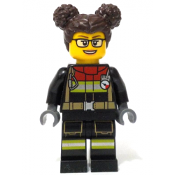 Fire - Female, Black Jacket and Legs with Reflective Stripes and Red Collar, Dark Brown Hair with Buns – ГРАДСКИ
