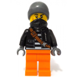 Police - City Bandit Crook Male, Black Jacket, Orange Legs, Dark Bluish Gray Beanie, Black Bandana – ГРАДСКИ