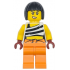 Police - City Bandit Crook Female, White Tank Top Cropped with Black Stripes, Orange Legs, Black Bob Cut Hair – ГРАДСКИ