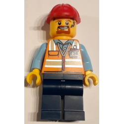 Construction Worker - Male, Orange Safety Vest with Reflective Stripes, Dark Blue Legs, Red Construction Helmet – ГРАДСКИ