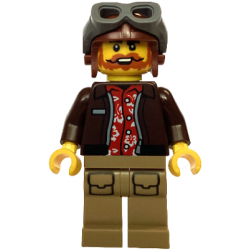 City Jungle Pilot - Dark Brown Jacket over Red Shirt, Dark Tan Legs, Reddish Brown Aviator Cap, Dark – ГРАДСКИ