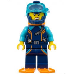 Arctic Explorer Diver - Female, Dark Blue Diving Suit and Helmet, Orange Air Tanks and Flippers, Tra – ГРАДСКИ