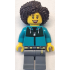 Bus Passenger - Female, Dark Turquoise Jacket with Dark Green Panel, Dark Bluish Gray Legs, Dark Brown Hair – ГРАДСКИ