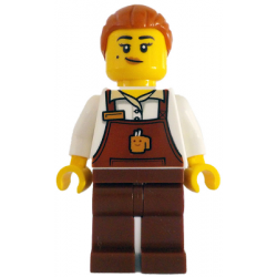 Barista - Female, Reddish Brown Apron with Cup and Name Tag, Reddish Brown Legs, Dark Orange Hair – ГРАДСКИ