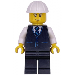 Construction Engineer / Architect - Male, Black Vest with Blue Striped Tie, Black Legs, White Constr – ГРАДСКИ