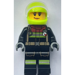 Fire - Female, Black Jacket and Legs with Reflective Stripes and Red Collar, Neon Yellow Helmet, Tra – ГРАДСКИ