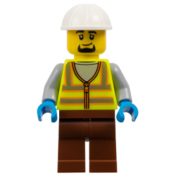 Dock Worker - Male, Neon Yellow Reflective Vest, Reddish Brown Legs, White Construction Helmet, Goat – ГРАДСКИ