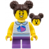 Child - Girl, White Collared Shirt with Fruit, Medium Lavender Short Legs, Dark Brown Hair with Buns – ГРАДСКИ