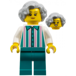 Harbor Shop Worker - Female, Light Bluish Gray Hair, White Shirt with Stripes, Dark Turquoise Legs – ГРАДСКИ