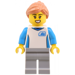 Robot World Attendant - Female, White Uniform Jersey, Light Bluish Gray Legs, Nougat Hair – ГРАДСКИ