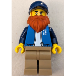 LEGO Truck Driver - Male, Blue Jacket over White Shirt, Dark Tan Legs, Dark Blue Cap, Dark Orange Be – ГРАДСКИ