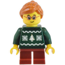 Child - Girl, Dark Green Holiday Sweater, Dark Red Short Legs, Dark Orange Hair – ГРАДСКИ