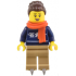 Woman - Dark Blue Holiday Sweater, Dark Tan Legs, Dark Brown Hair with Bun, Red Scarf, Ice Skates – ГРАДСКИ