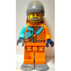 Arctic Explorer - Male, Orange and Medium Azure Jacket, Dark Bluish Gray Beanie and Snowshoes, Reddish Brown Backpack – ГРАДСКИ