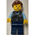 Police - City Officer Female, Black Safety Vest with Silver Star Badge Logo, Dark Blue Legs, Reddish Brown Hair with Ponytail – ГРАДСКИ