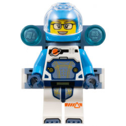 Space Explorer - Female, White Spacesuit with Dark Azure Arms and Helmet, Trans-Clear Visor, Sand Blue Utility Backpack, Glasses – ГРАДСКИ