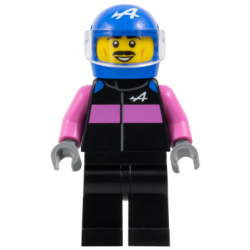 Formula 1 Driver, Alpine - Male, Black and Dark Pink Racing Suit, Blue Helmet, Trans-Clear Visor, Moustache – ГРАДСКИ