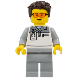 Formula 1 Mechanic - Male, Light Bluish Gray and White Polo Shirt, Light Bluish Gray Legs, Dark Brown Tousled Hair, Safety Glasses – ГРАДСКИ