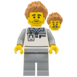 Formula 1 Mechanic - Male, Light Bluish Gray and White Polo Shirt, Light Bluish Gray Legs, Medium Nougat Spiked Hair, Stubble – ГРАДСКИ