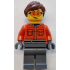 Formula 1 Race Crew Member - Female, Reddish Orange Racing Suit with Pockets, Dark Bluish Gray Legs, Reddish Brown Hair, Safety Glasses – ГРАДСКИ