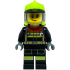 Fire Truck Soapbox Race Car Driver (Firefighter) - Female, Black Jacket and Legs with Reflective Stripes and Red Collar, Neon Yellow Fire Helmet, Trans-Clear Visor – ГРАДСКИ