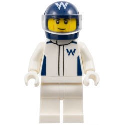 Formula 1 Driver, Williams - Male, White Racing Suit, Dark Blue Helmet, Trans-Clear Visor – ГРАДСКИ