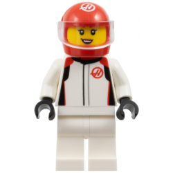 Formula 1 Driver, Haas - Female, White Racing Suit, Red Helmet, Trans-Clear Visor – ГРАДСКИ