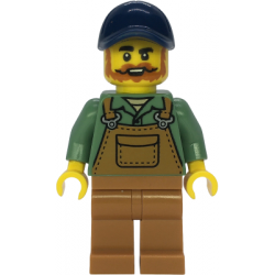 Farmer - Male, Medium Nougat Overalls over Sand Green Shirt, Medium Nougat Legs, Dark Blue Cap, Beard – ГРАДСКИ