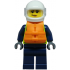 Police - City Officer Female, Neon Yellow Safety Vest, Dark Blue Legs, White Helmet, Trans-Clear Visor, Orange Life Jacket – ГРАДСКИ