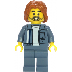 Scrapyard Worker - Male, Sand Blue Mechanic Uniform over White Shirt, Sand Blue Legs, Dark Orange Mid-Length Tousled Hair, Stubble – ГРАДСКИ