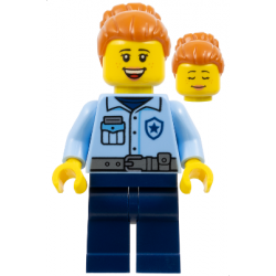 Donut Truck Customer (Police) - City Officer Female, Bright Light Blue Uniform with Dark Bluish Gray Belt, Dark Blue Legs, Dark Orange Hair with Bun, Freckles – ГРАДСКИ