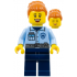 Donut Truck Customer (Police) - City Officer Female, Bright Light Blue Uniform with Dark Bluish Gray Belt, Dark Blue Legs, Dark Orange Hair with Bun, Freckles – ГРАДСКИ