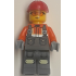 Construction Worker - Male, Dark Bluish Gray Overalls over Reddish Orange Safety Jacket with Reflective Stripes, Dark Bluish Gray Legs with Knee Pads, Red Construction Helmet, Safety Glasses – ГРАДСКИ