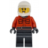 Formula 1 Pit Crew Member - Female, Reddish Orange Racing Suit with Pockets, Dark Bluish Gray Legs, White Dirt Bike Helmet – ГРАДСКИ