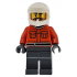 Formula 1 Pit Crew Member - Male, Reddish Orange Racing Suit with Pockets, Dark Bluish Gray Legs, White Dirt Bike Helmet, Beard and Moustache – ГРАДСКИ