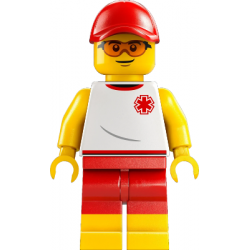 Beach Lifeguard - Male, White Shirt with EMT Star of Life, Red Shorts and Cap – ГРАДСКИ