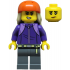 Skateboarder - Female, Dark Purple Tracksuit, Dark Bluish Gray Legs, Reddish Orange Sports Helmet, Tan Long Hair – ГРАДСКИ