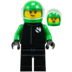 Formula 1 Driver, Sauber - Female, Black and Bright Green Racing Suit, Bright Green Helmet, Trans-Clear Visor, Beauty Mark – ГРАДСКИ