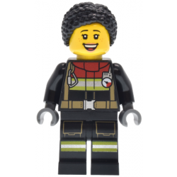 Fire - Female, Black Jacket and Legs with Reflective Stripes and Red Collar, Black Hair Braided with Knot Bun, Freckles – ГРАДСКИ