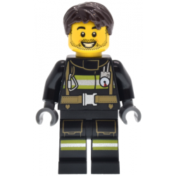Fire - Male, Black Jacket and Legs with Reflective Stripes, Dark Brown Hair, Stubble – ГРАДСКИ