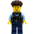 Police - City Officer Female, Black Safety Vest with Silver Star Badge Logo, Dark Blue Legs, Dark Brown Coiled Hair – ГРАДСКИ