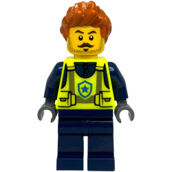 Police - City Officer Male, Neon Yellow Safety Vest, Dark Blue Legs, Dark Orange Spiked Hair – ГРАДСКИ
