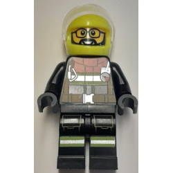 Fire - Male, Black Jacket and Legs with Reflective Stripes and Red Collar, Neon Yellow Helmet, Trans-Clear Visor – ГРАДСКИ