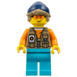 Arctic Explorer - Male, Dark Tan Vest over Orange Shirt, Medium Azure Legs, Dark Blue Beanie, Dark Tan Hair, Orange Glasses – ГРАДСКИ