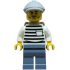 Police - City Jail Prisoner Male, White Shirt with Pocket and Black Stripes, Sand Blue Legs, Light Bluish Gray Flat Cap, Dark Tan Backpack – ГРАДСКИ