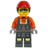 Construction Worker - Female, Dark Bluish Gray Overalls over Reddish Orange Safety Jacket with Reflective Stripes, Dark Bluish Gray Legs with Knee Pads, Red Construction Helmet with Dark Brown Ponytai – ГРАДСКИ